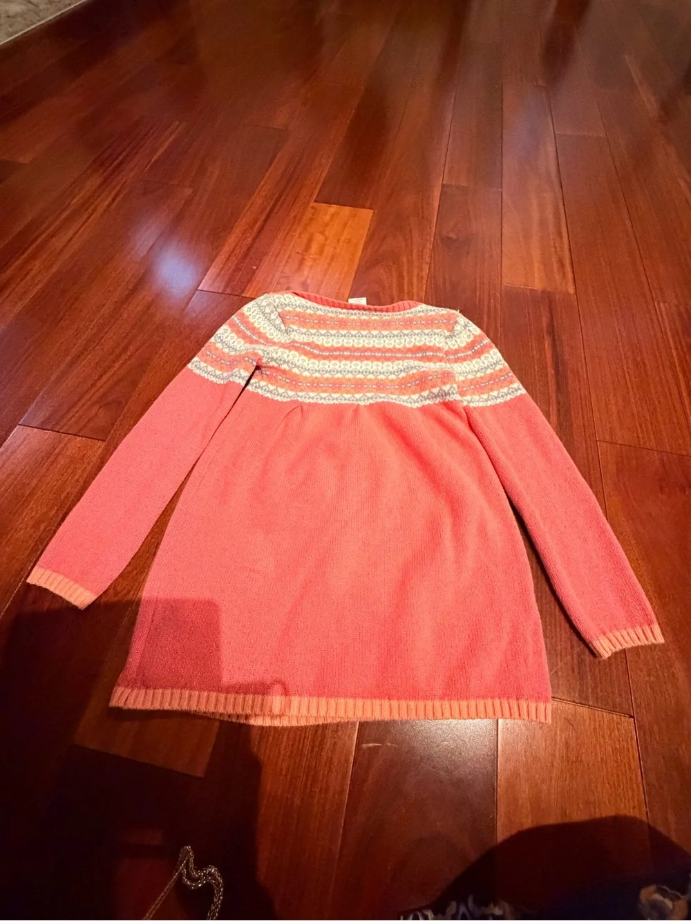 Girls Coral Knit Polar Bear Sweater Dress